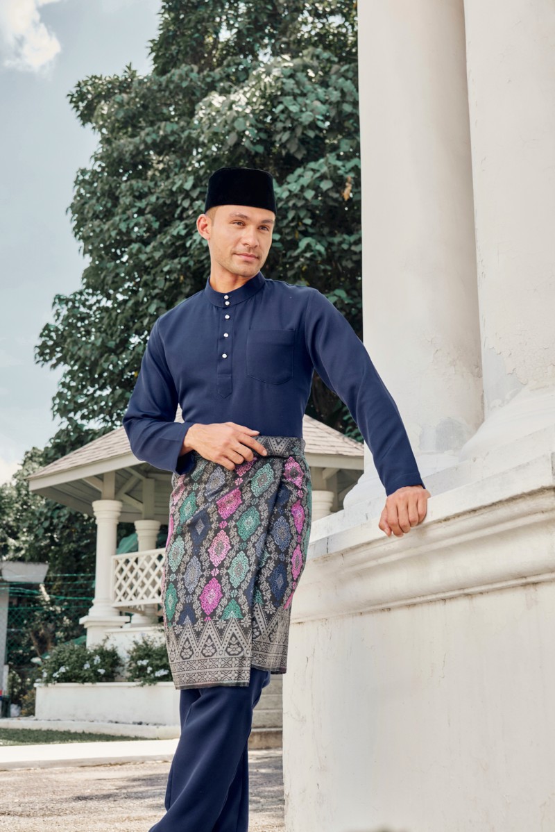 (Slim Fit) Baju Melayu Juma In Navy Blue