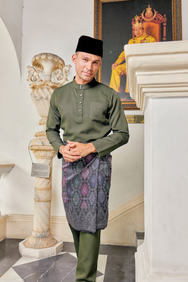 (Slim Fit) Baju Melayu Juma In Army Green