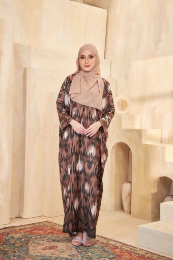 KAFTAN MEEDINA PRINTED - BURNT BROWN