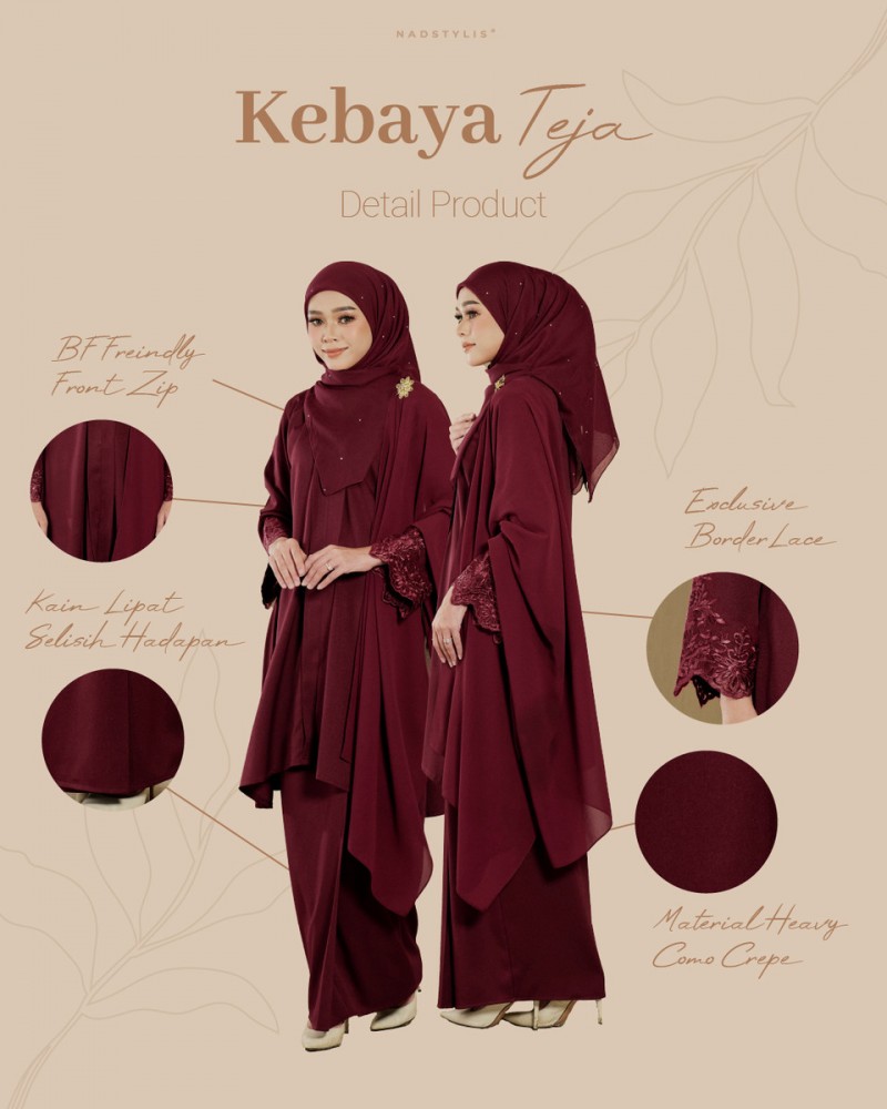 Kebaya Teja In Maroon